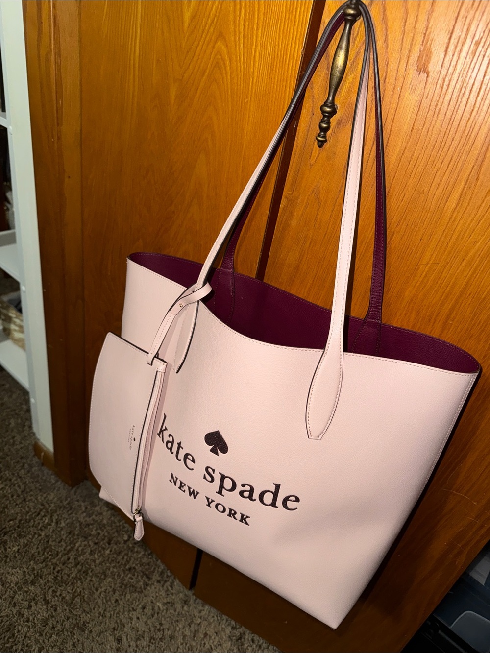 kate spade Light Pink Tote with Burgundy Interior